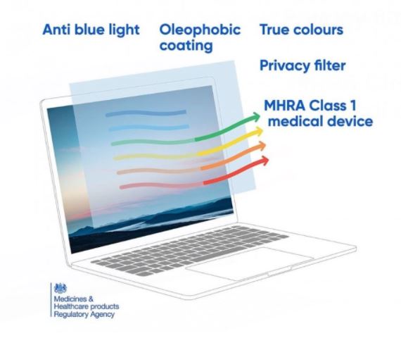 Ocushield • Fólie pro monitory s filtrem proti modrému světlu _ 14" W (310x175mm