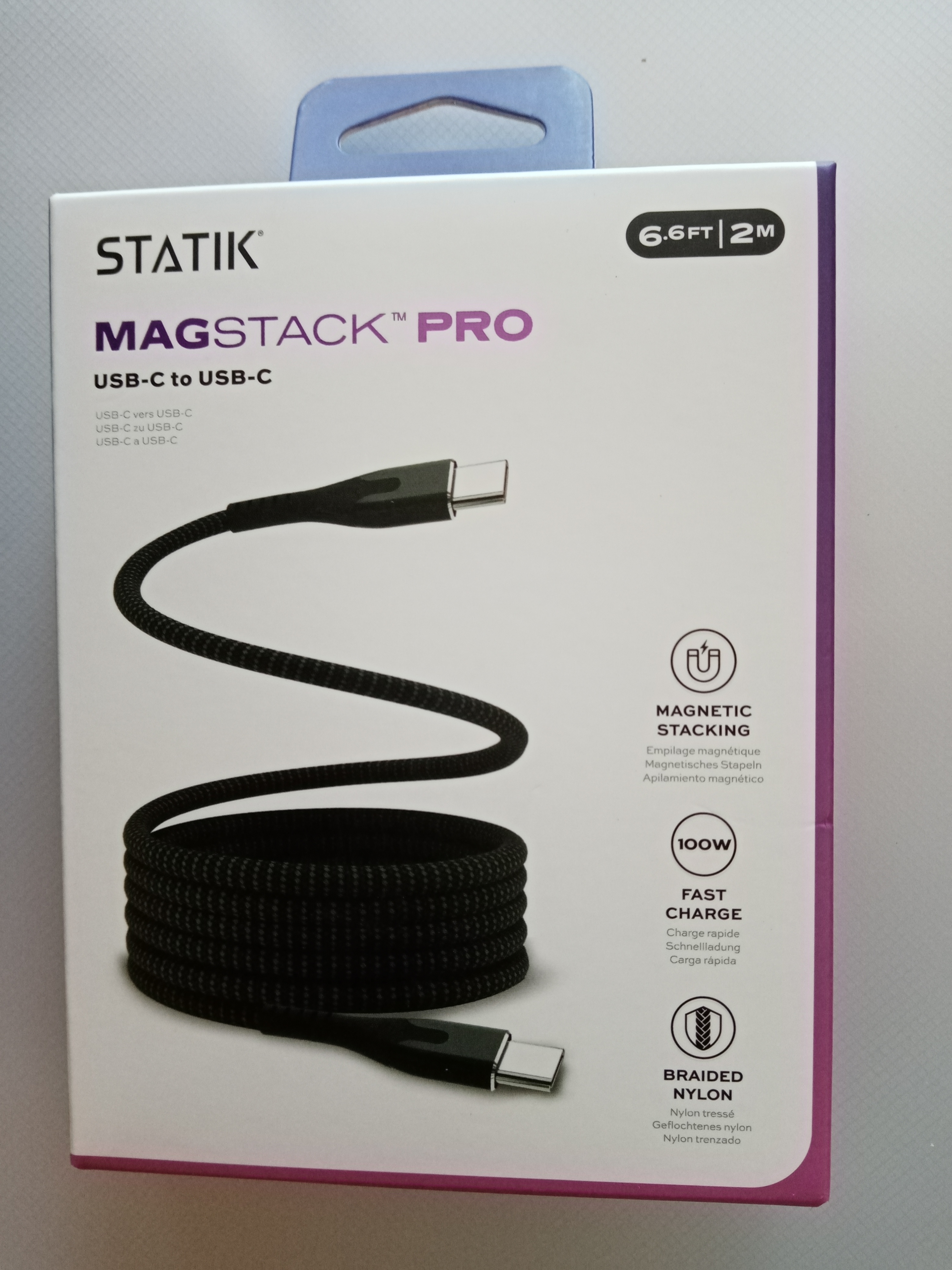 STATIK • MagStack, magnetický USB kabel, USB-C > USB-C, (1,8m)